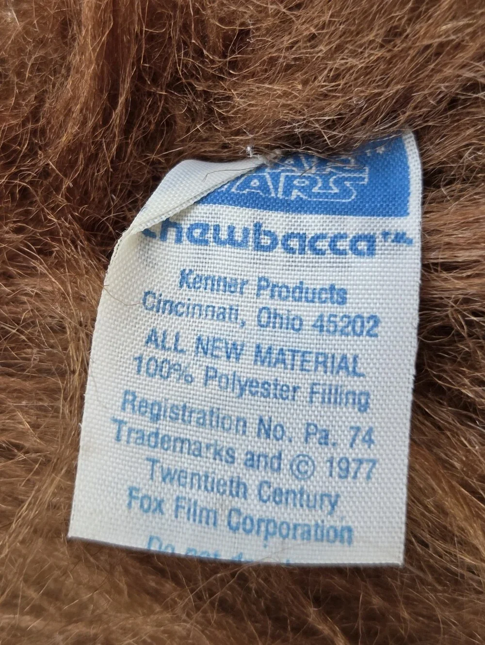 Vintage 1977 Star Wars Kenner Chewbacca Plush Toy 20 inch Wookiee No Bandolier
